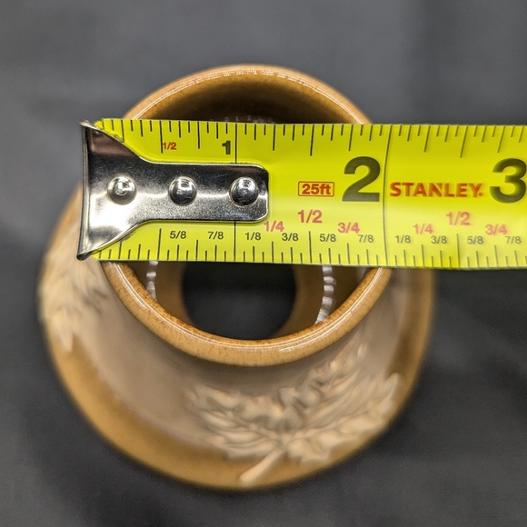 Yankee Candle Ceramic Tan & Brown Leaves Fall Autumn Small Candle Topper - Picture 7 of 9